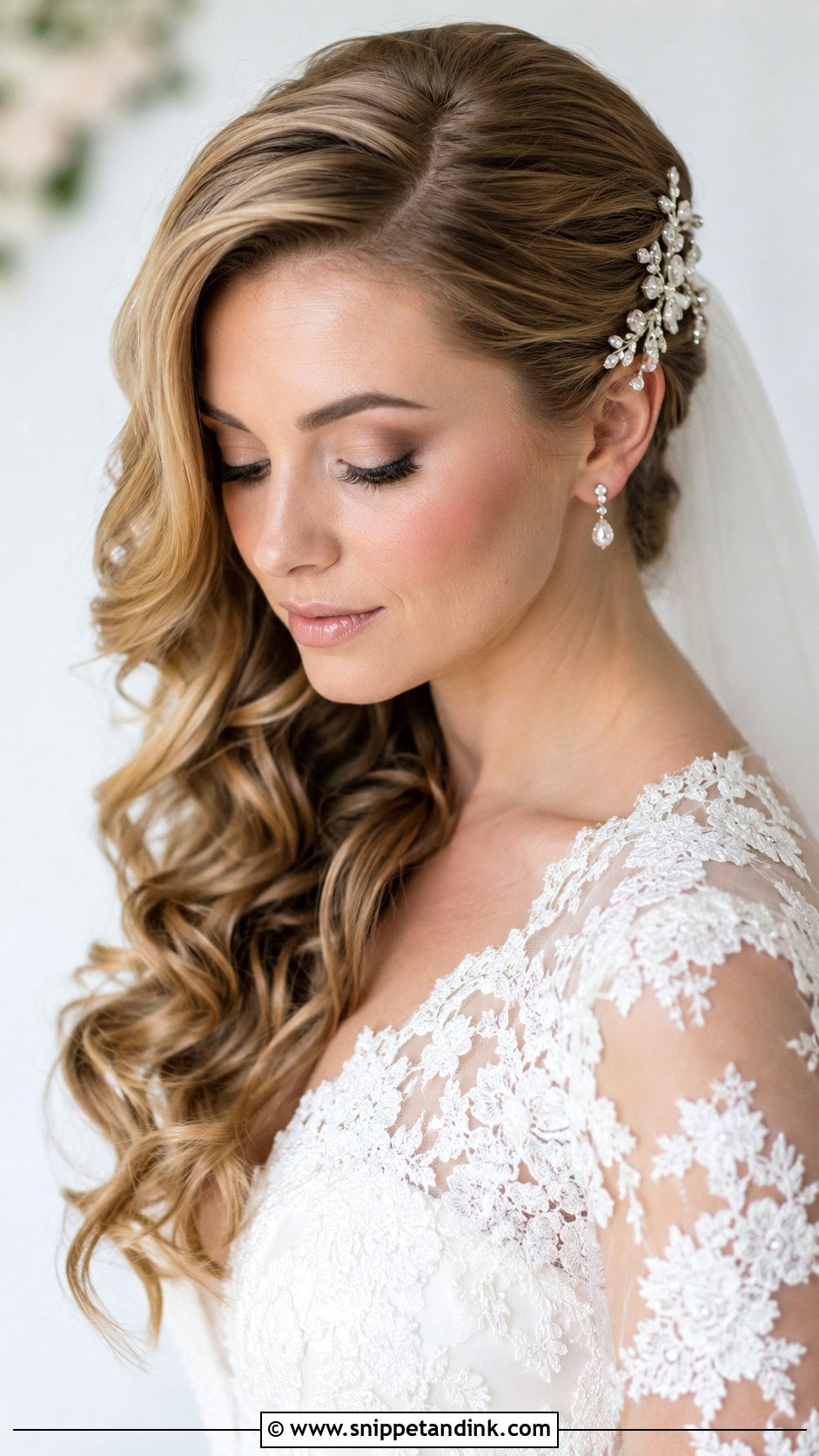Side Swept Wedding Hair For Round Face - Snippet and Ink - 15 Round Face Wedding Hair Ideas