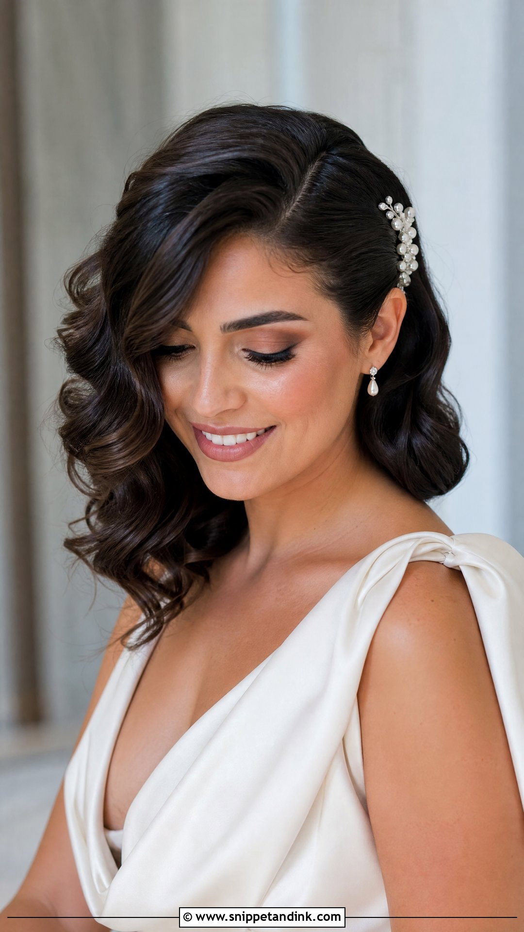 Side Swept Wedding Hair For Short Hair - Snippet and Ink - 20 Simple Wedding Hairstyles for Short Hair Shoulder Length