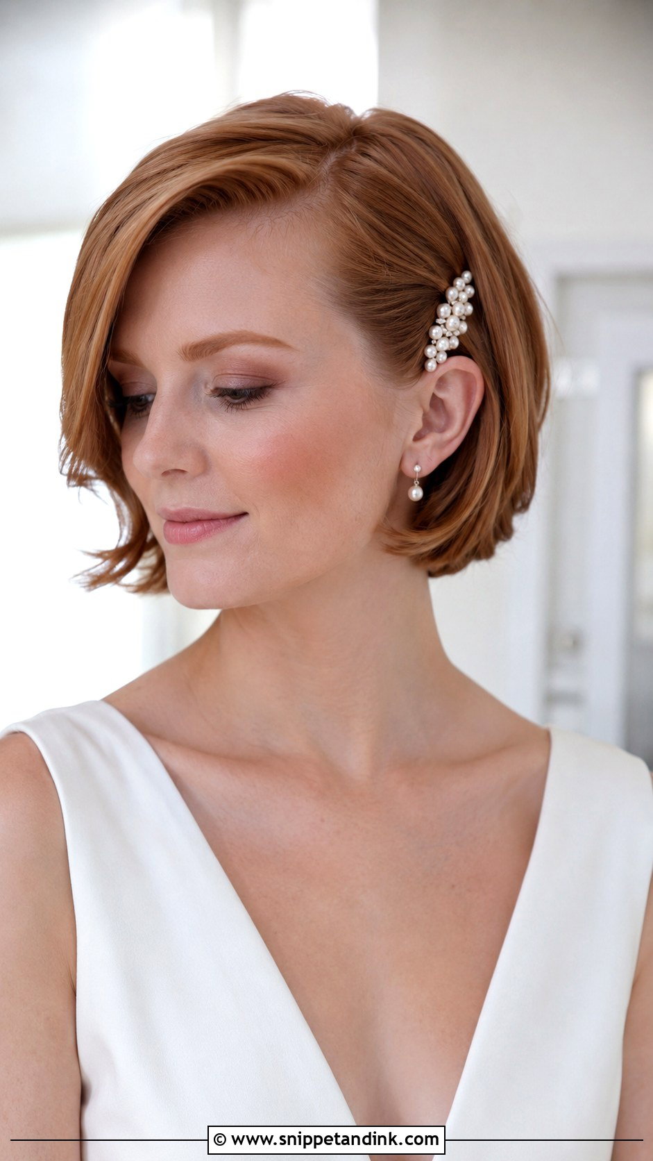 Side Swept Wedding Hair For Short Hair - Snippet and Ink - 15 Hair to the Side Wedding Styles