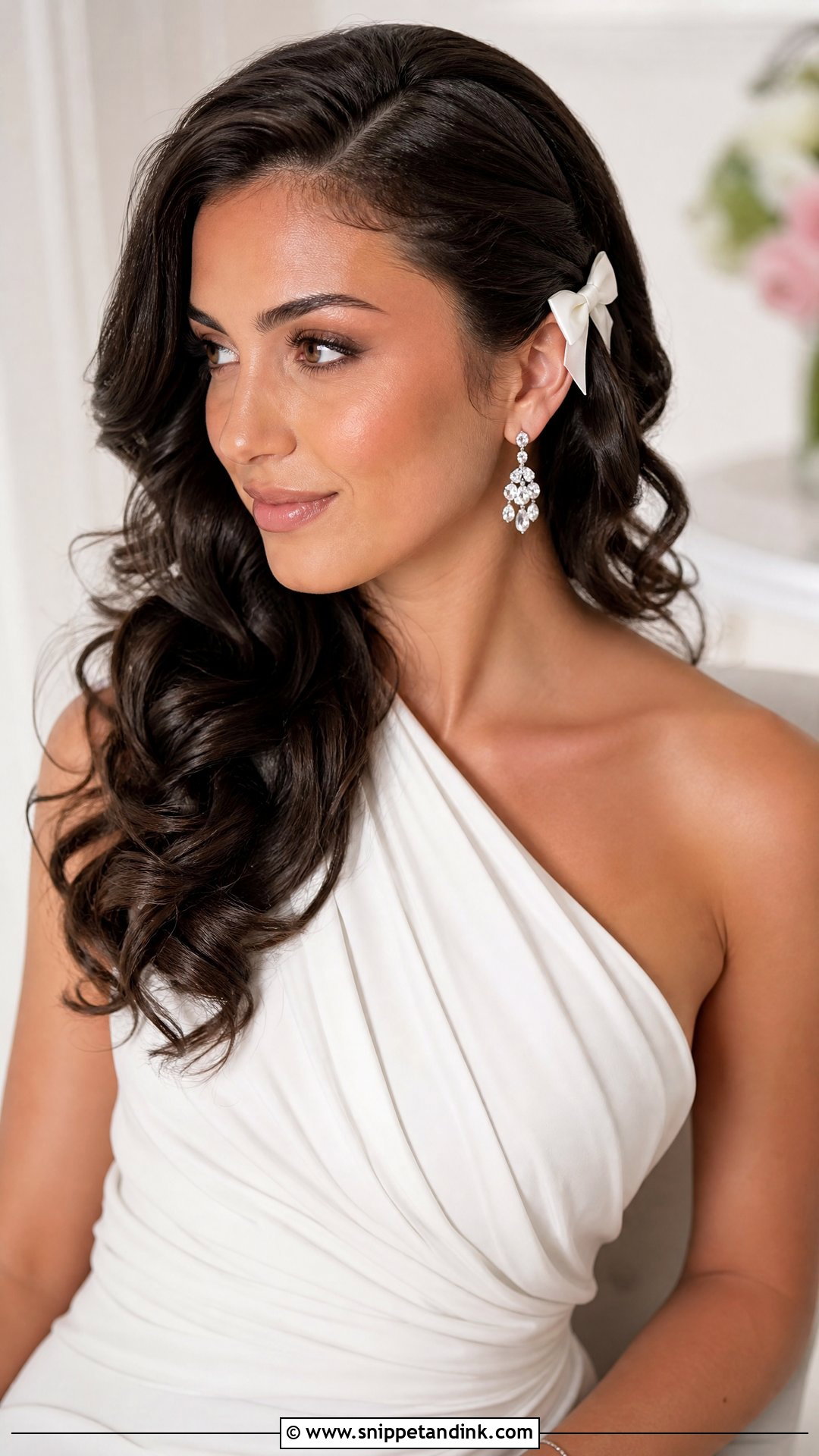 Side Swept Wedding Hair With Bow - Snippet and Ink - 15 Bow Wedding Hairstyle Ideas