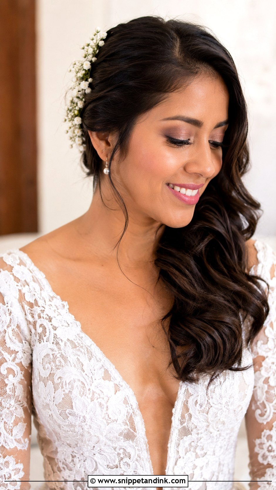 Side Swept Wedding Hair With Flowers - Snippet and Ink - 15 Hair to the Side Wedding Styles
