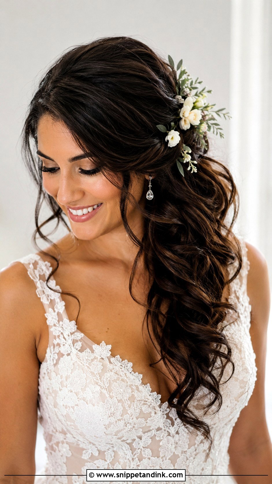 Side Swept Wedding Hair With Flowers - Snippet and Ink - 15 Wedding Hair One Side Ideas