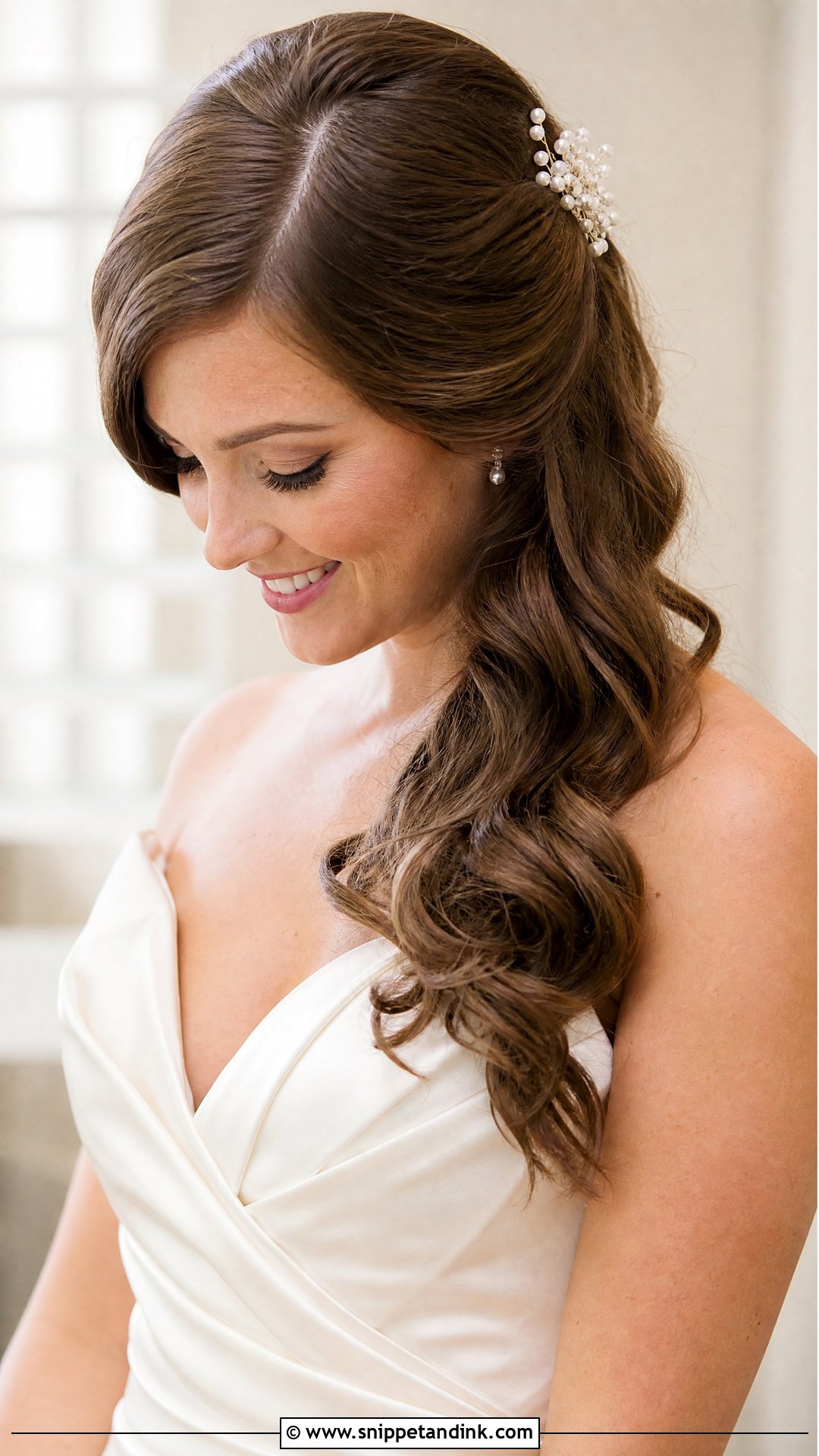 Side Swept Wedding Hair With Loose Curls - Snippet and Ink - 15 Big Forehead Hairstyles for Wedding
