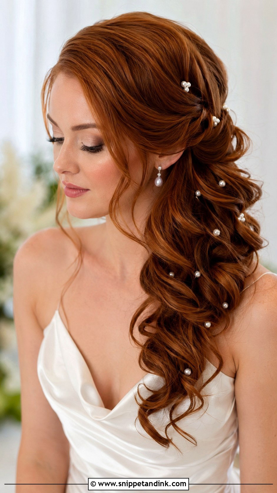Side Swept Wedding Hair With Pearls - Snippet and Ink - 15 Hair to the Side Wedding Styles
