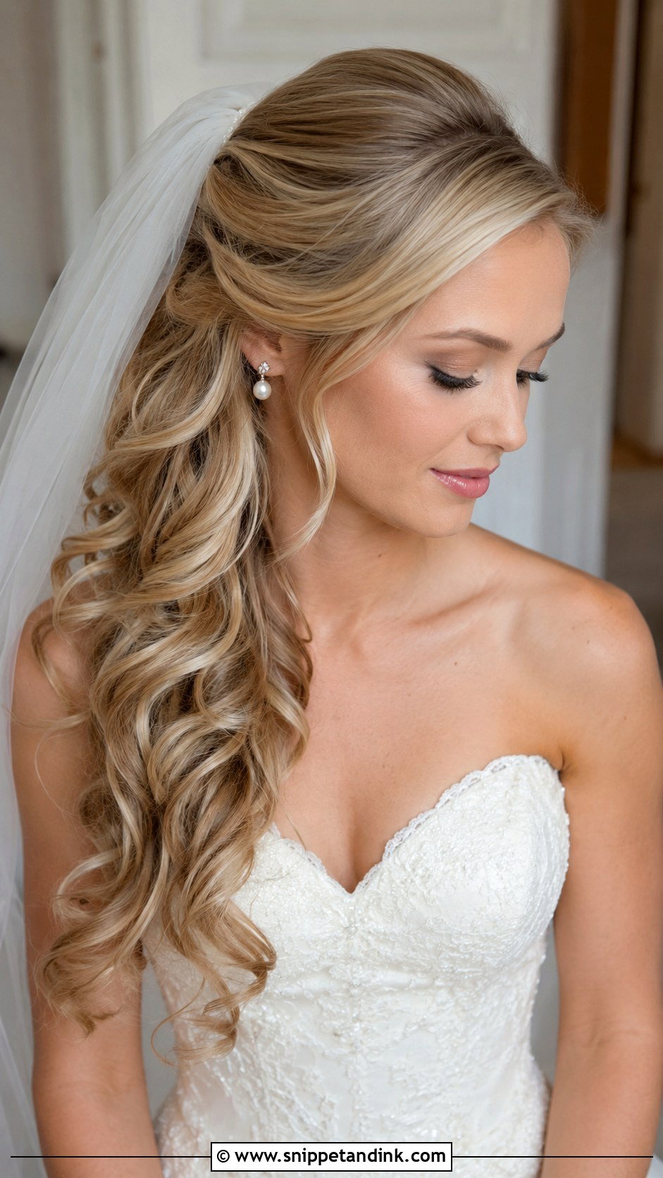 Side Swept Wedding Hair With Veil - Snippet and Ink - 15 Wedding Hair One Side Ideas