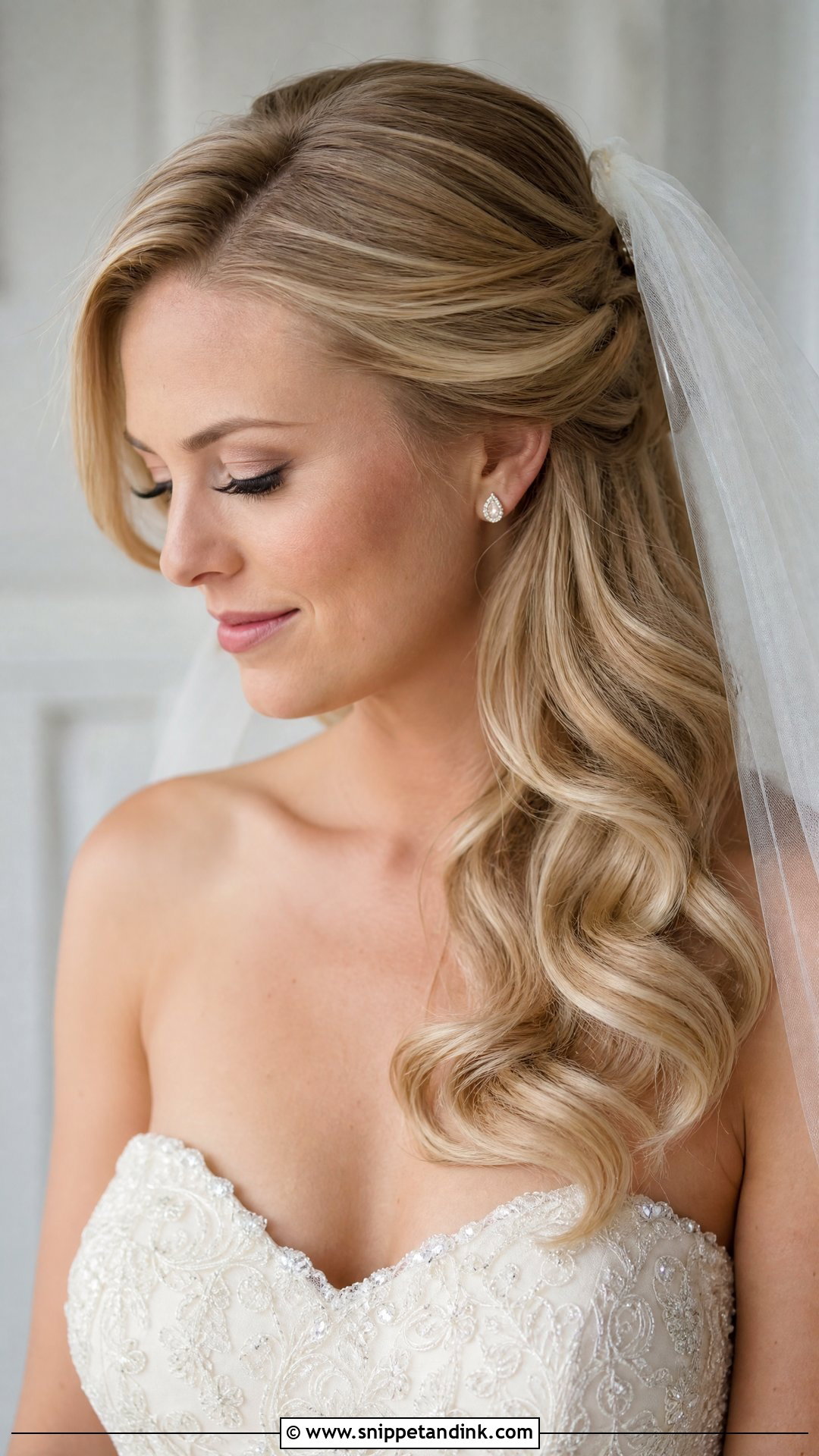 Side Swept Wedding Hair With Veil - Snippet and Ink - 20 Wedding Siders Hairstyle Ideas
