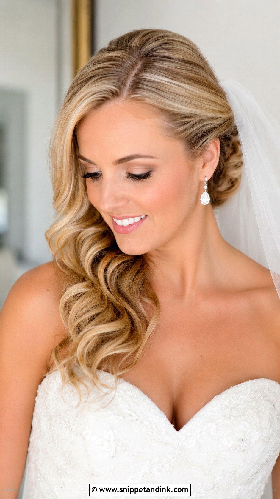 Side Swept Wedding Hair With Veil - Snippet and Ink - 15 Hair to the Side Wedding Styles