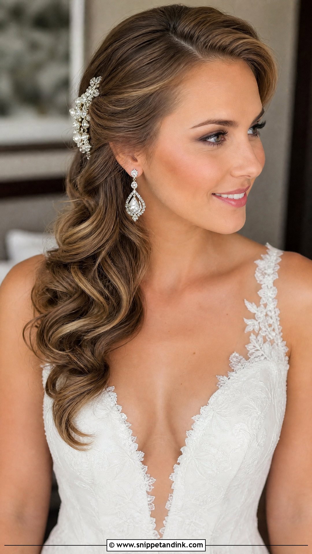 Side Swept Wedding Hair for Medium Length - Snippet and Ink - 20 Wedding Hair for Medium Length Ideas