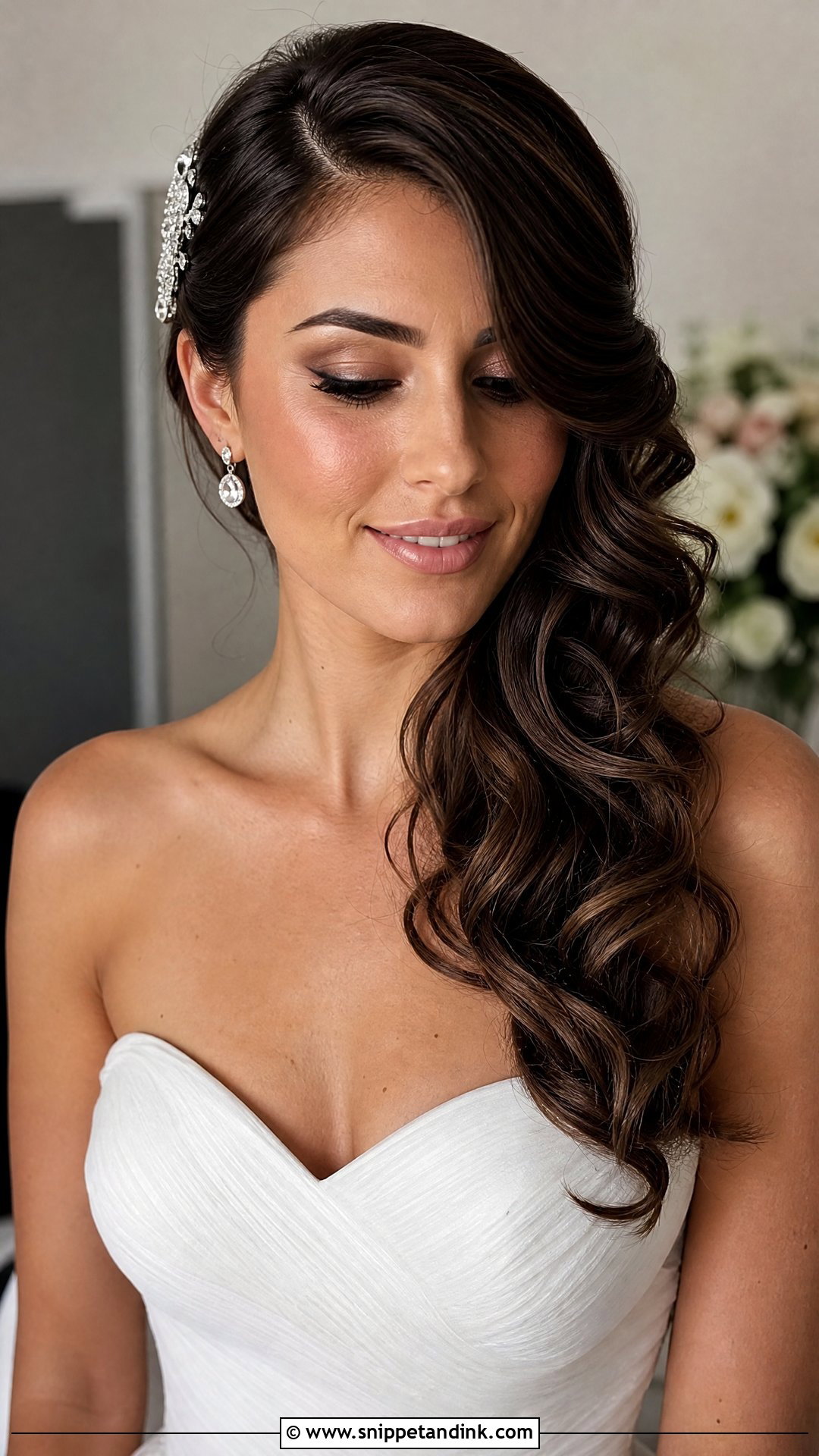 Side Swept Wedding Hair - Snippet and Ink - 15 Big Forehead Wedding Hairstyles