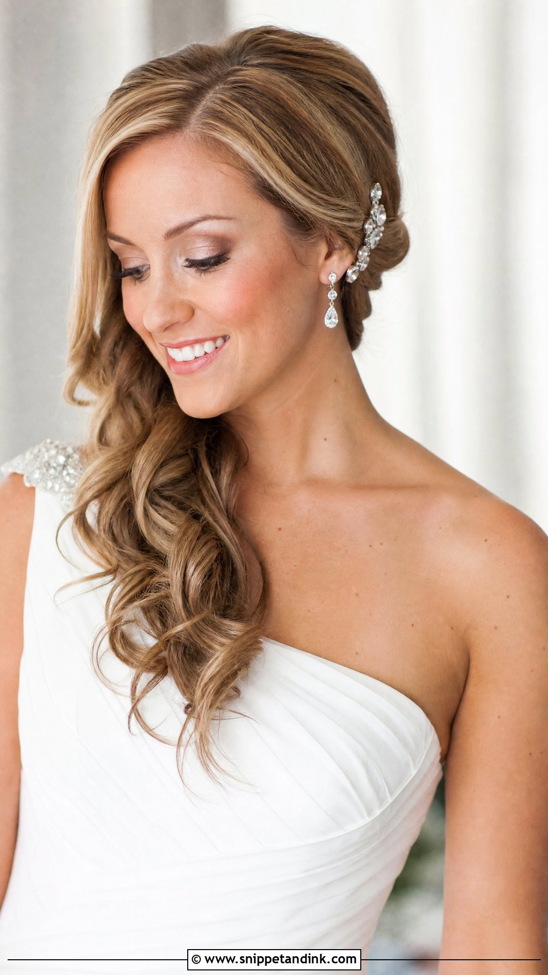 Side Swept Wedding Hairstyle - Snippet and Ink - 20 Hair Design for Wedding Ideas