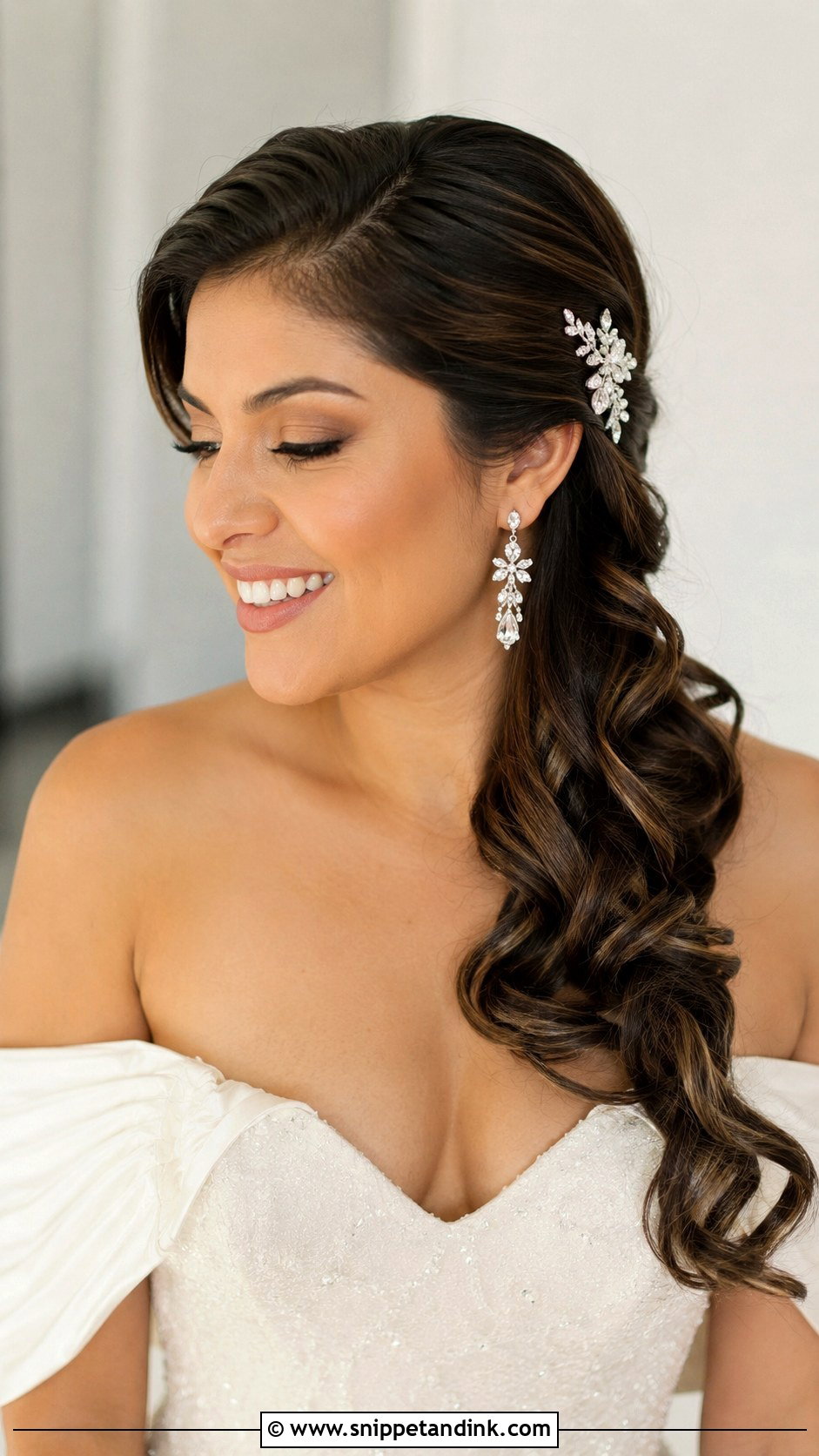 Side Swept Wedding Hairstyle - Snippet and Ink - 25 Romantic Bridal Hair Ideas