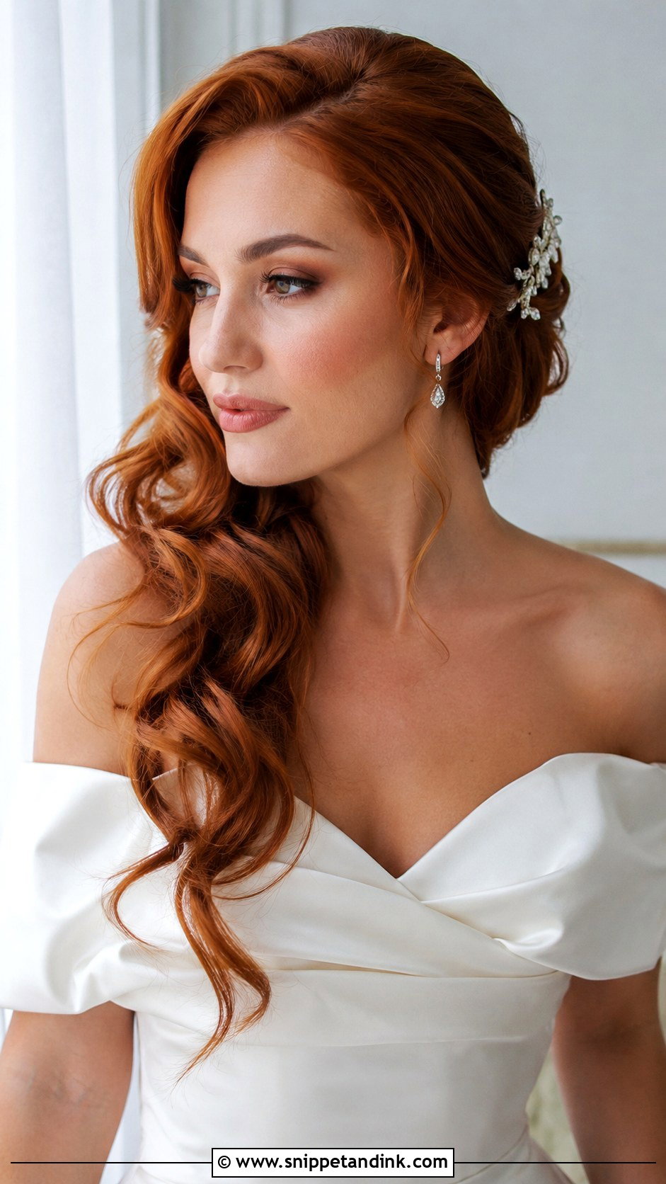 Side Swept Wedding Hairstyle - Snippet and Ink - 25 Wedding Bridal Hair Ideas