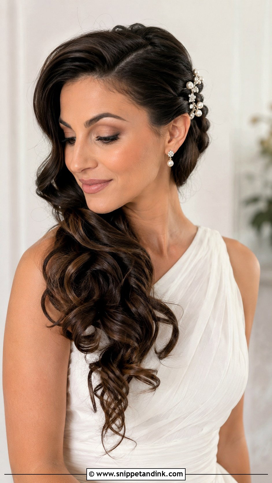 Side Swept Wedding Hairstyle - Snippet and Ink - 15 Simple Long Hairstyles for Wedding