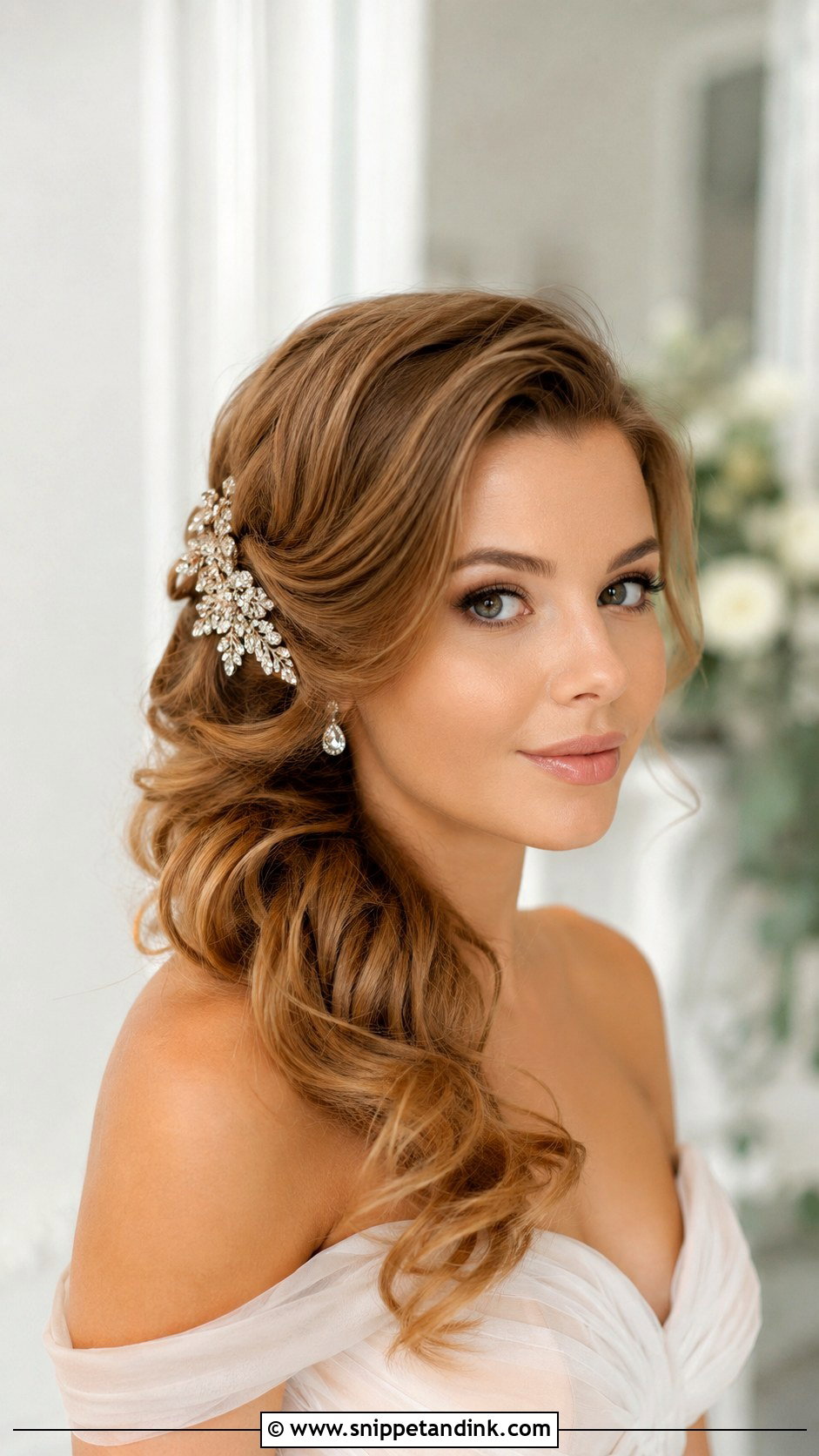 Side Swept Wedding Hairstyle - Snippet and Ink - 20 Barbara Palvin Wedding Hair Ideas