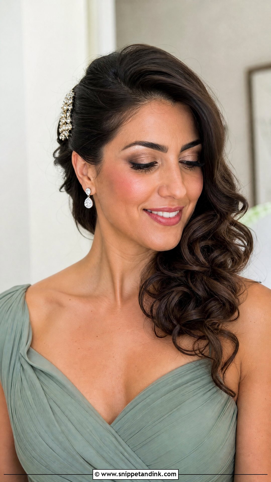 Side Swept Wedding Hairstyle For Medium Hair - Snippet and Ink - 15 Easy Hairstyles for Medium Hair for Wedding