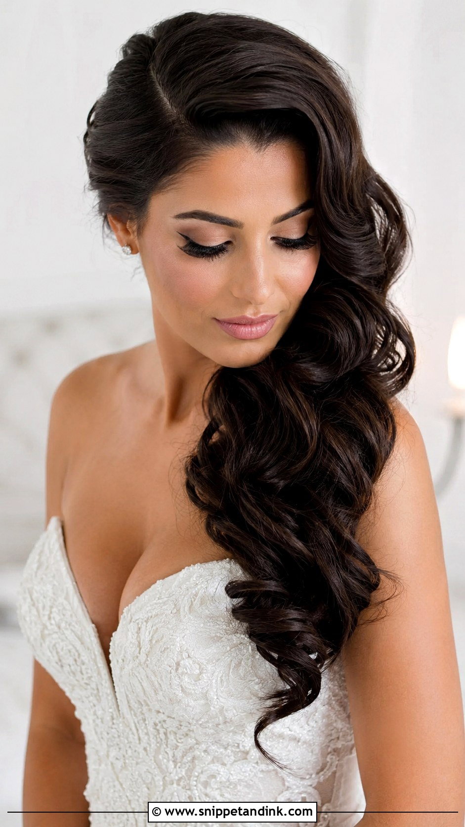 Side Swept Wedding Hairstyle For Thick Long Hair - Snippet and Ink - 15 Wedding Hairstyles for Long Hair to the Side