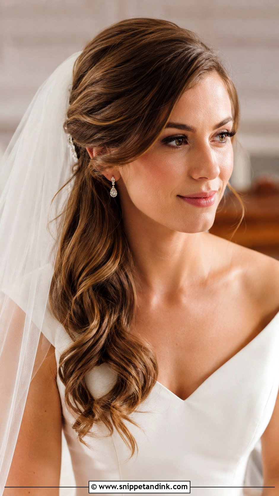 Side Swept Wedding Hairstyle With Veil - Snippet and Ink - 15 Wedding Hairstyles for Long Hair to the Side