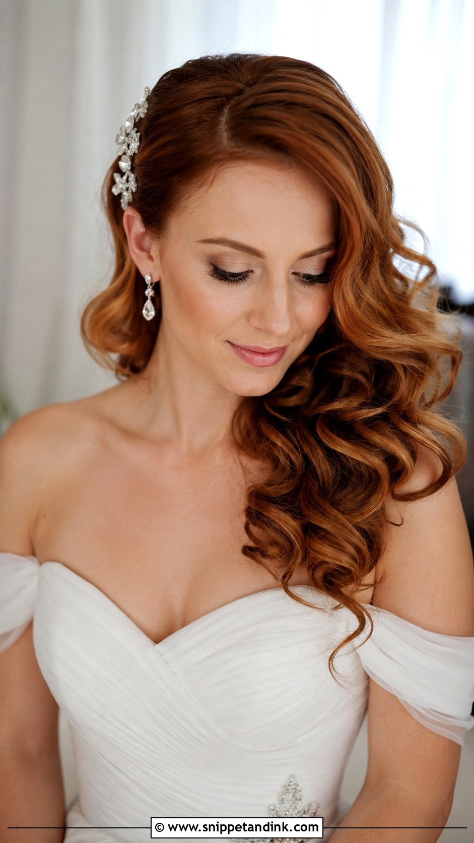 Side Swept Wedding Hairstyle for Medium Hair - Snippet and Ink - 25 Medium Length Wedding Hair Ideas