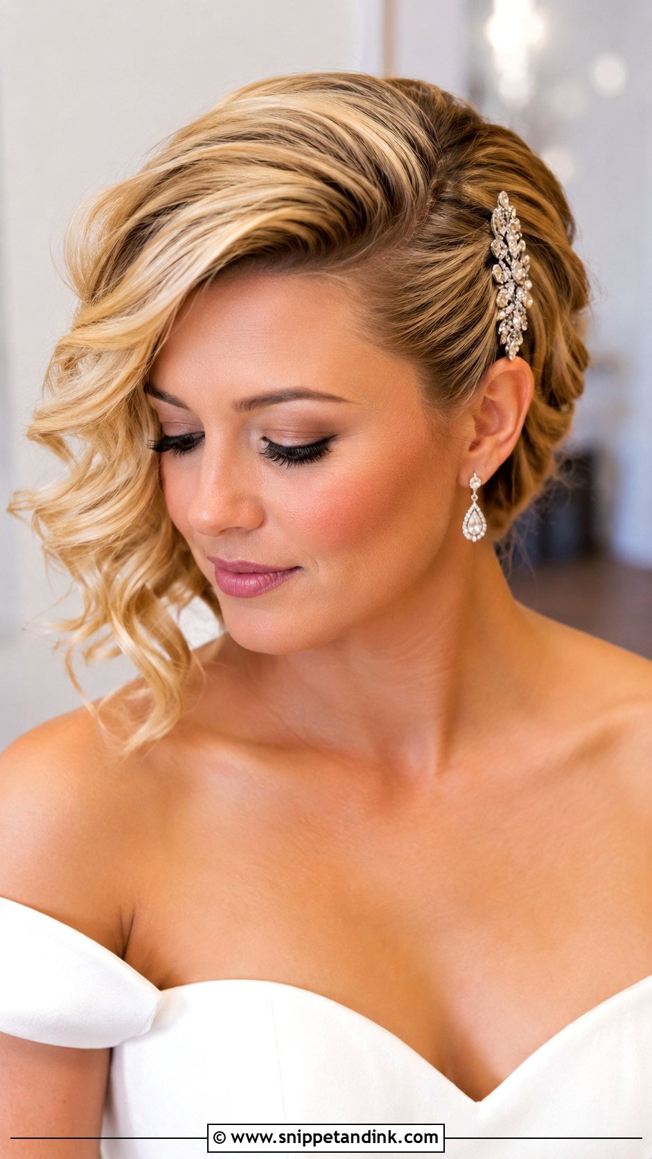 Side Swept Wedding Hairstyle for Short Hair - Snippet and Ink - 20 Wedding Hairstyle Short Hair Ideas