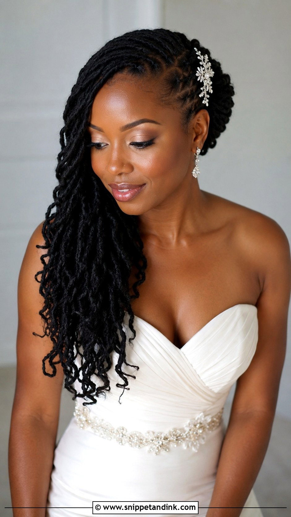 Side Swept Wedding Locs - Snippet and Ink - 15 Wedding Locs Hairstyles Bridal Hair