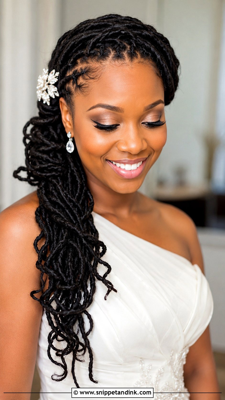 Side Swept Wedding Locs - Snippet and Ink - 15 Wedding Hair Locs