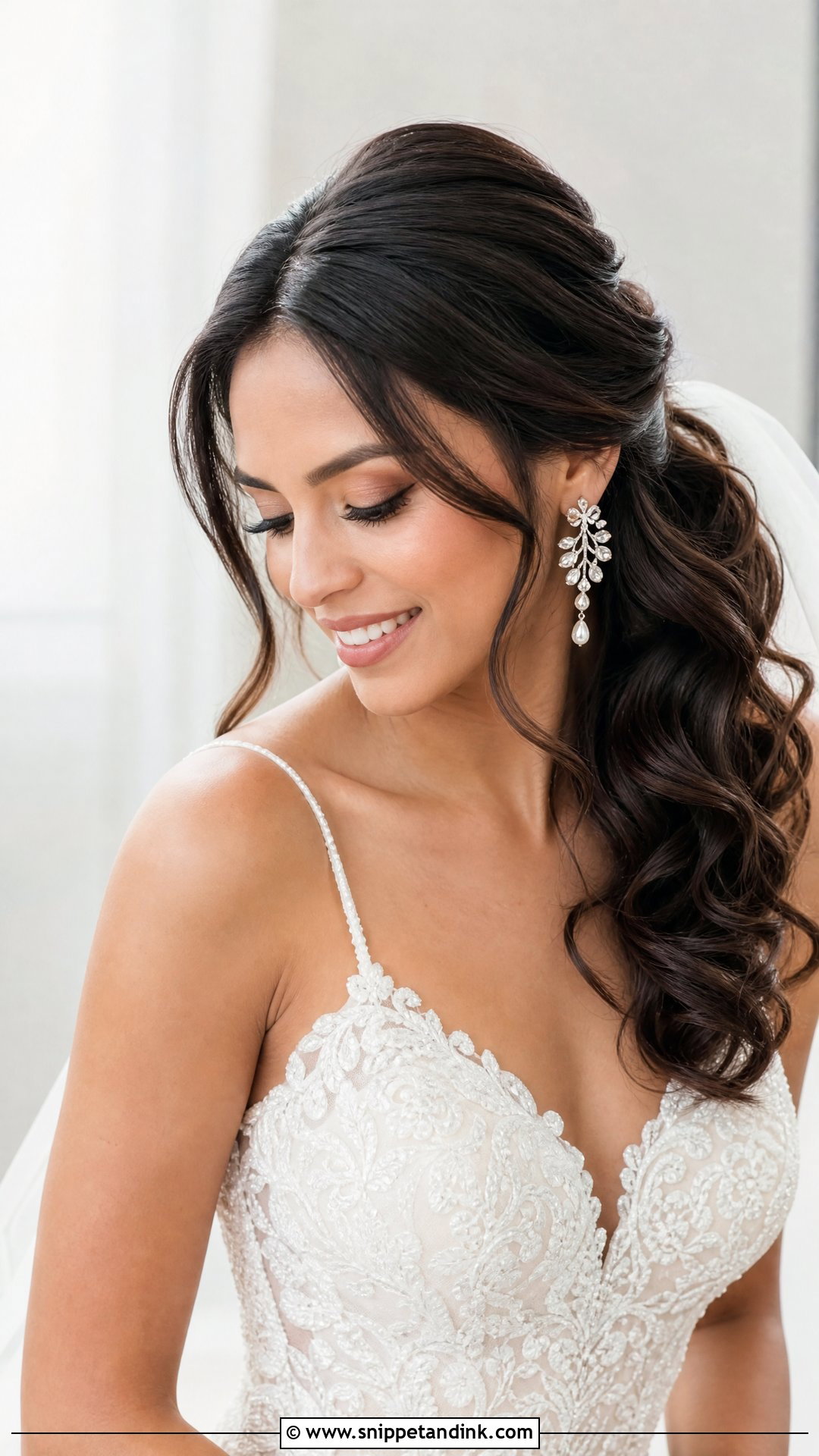 Side Swept Wedding Ponytail - Snippet and Ink - 20 Party Pony Wedding Hairstyle Ideas