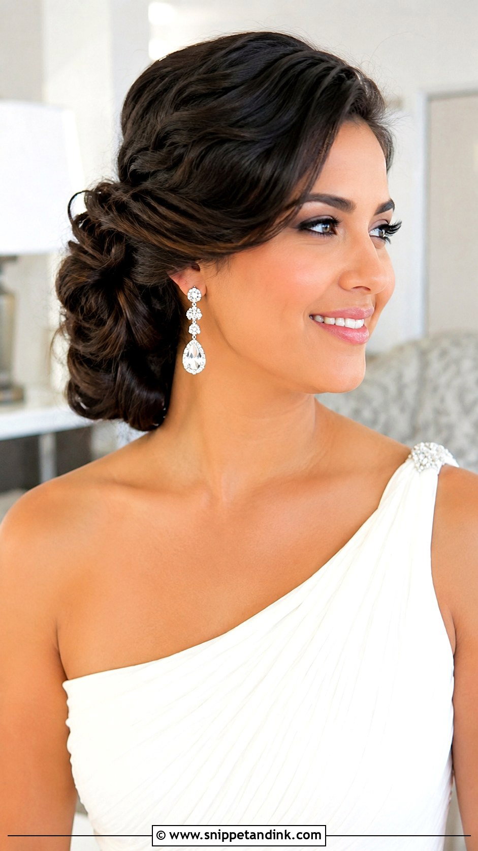 Side Swept Wedding Updo For Long Hair - Snippet and Ink - 15 Upstyles for Long Hair Wedding