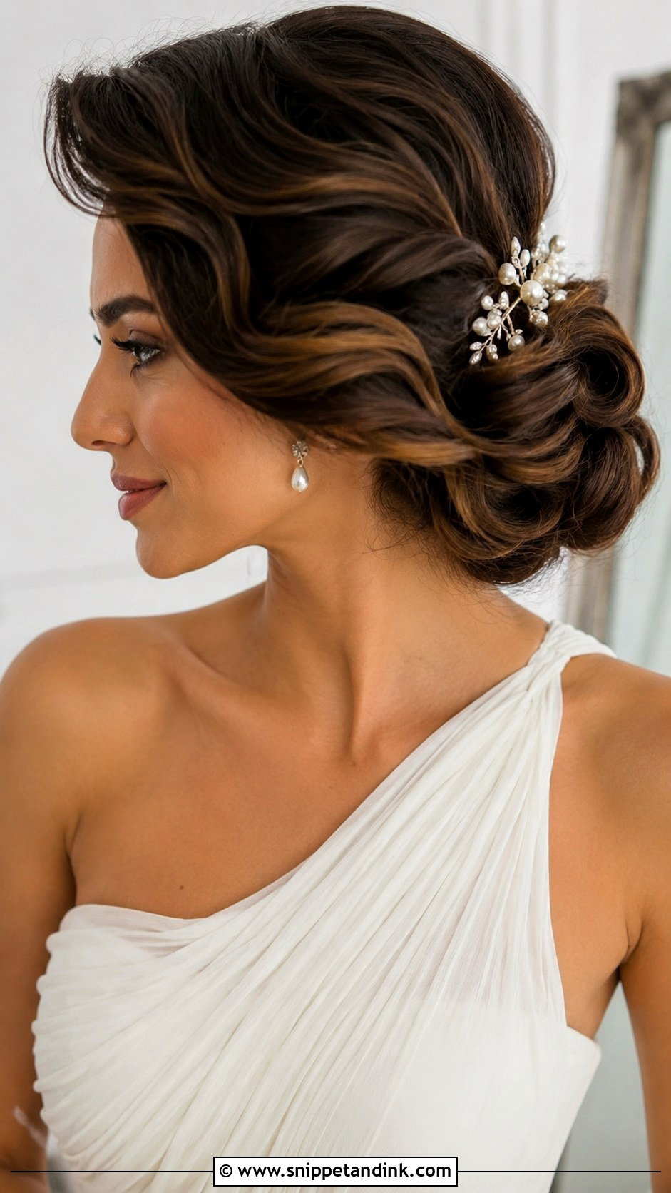 Side Swept Wedding Updo For Long Hair - Snippet and Ink - 15 Up Do for Long Hair Wedding Ideas