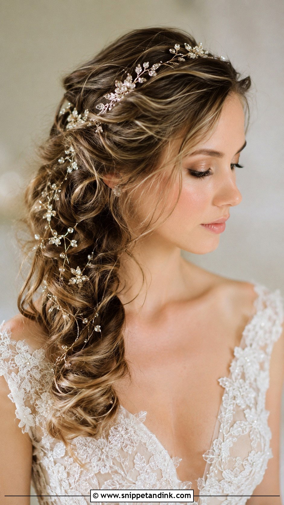 Side Updo With Hair Vine - Snippet and Ink - 25 Side Updo Wedding Hair Ideas