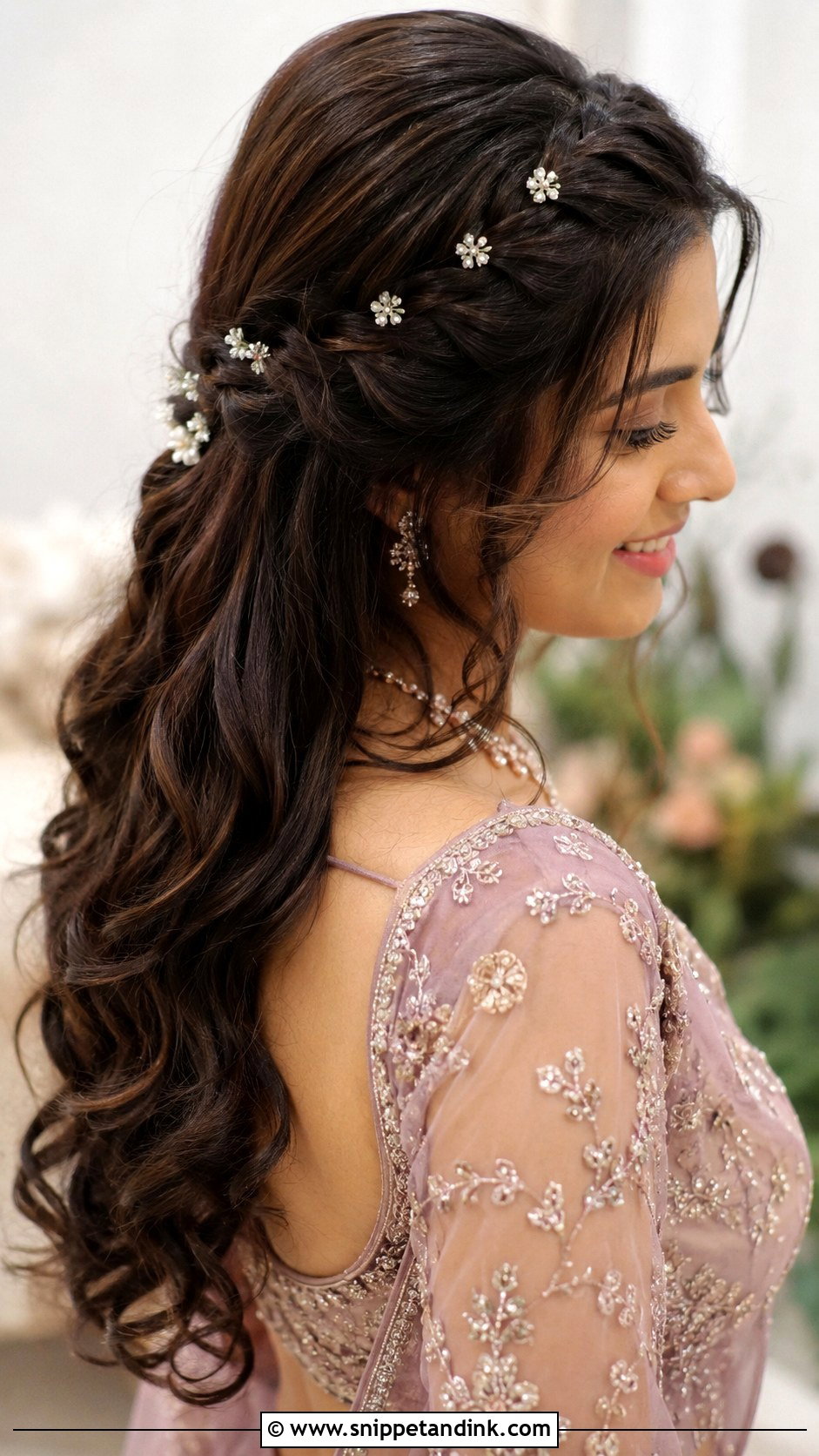 Side Waterfall Braid Indian Wedding Hairstyle - Snippet and Ink - 15 Side Hairstyles Indian Wedding