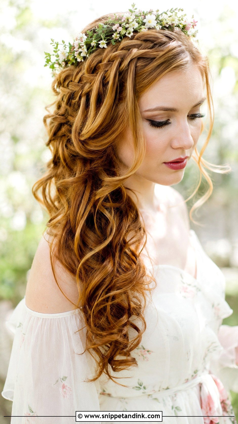 Side Waterfall Braid for Romantic Brides - Snippet and Ink - 20 Side Braid Wedding Hair Ideas