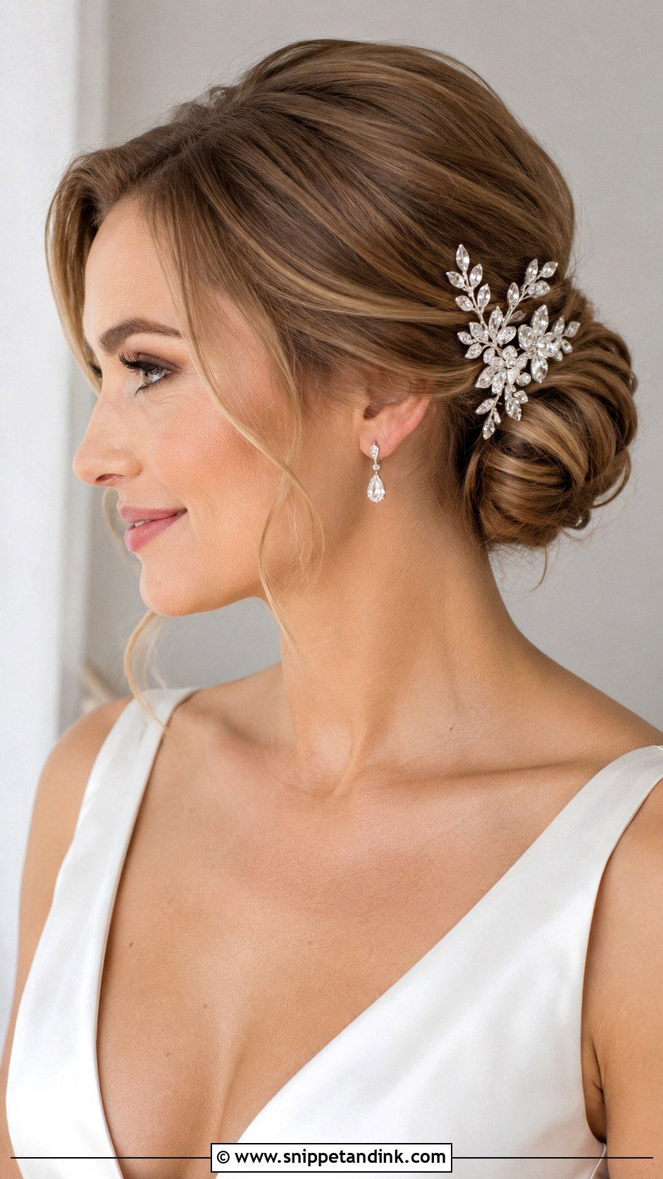 Side Wedding Hair Clip With Low Bun - Snippet and Ink - 15 Side Wedding Hair Clips