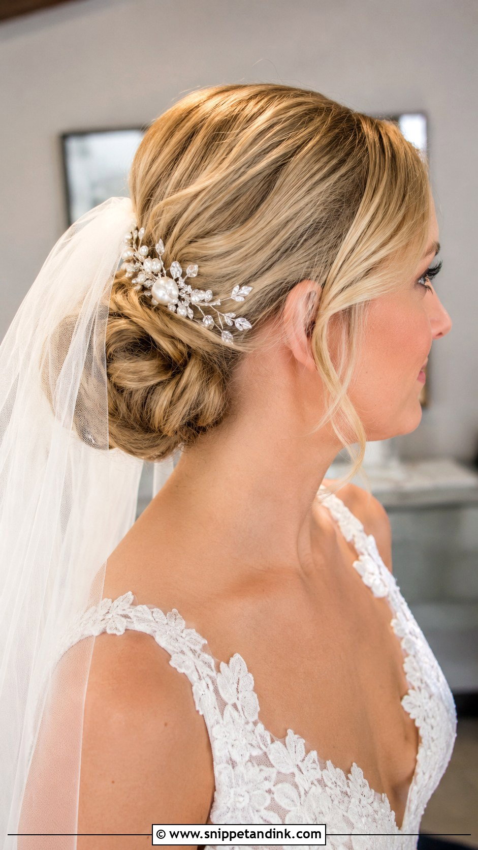 Side Wedding Hair Clip With Veil - Snippet and Ink - 15 Side Wedding Hair Clips