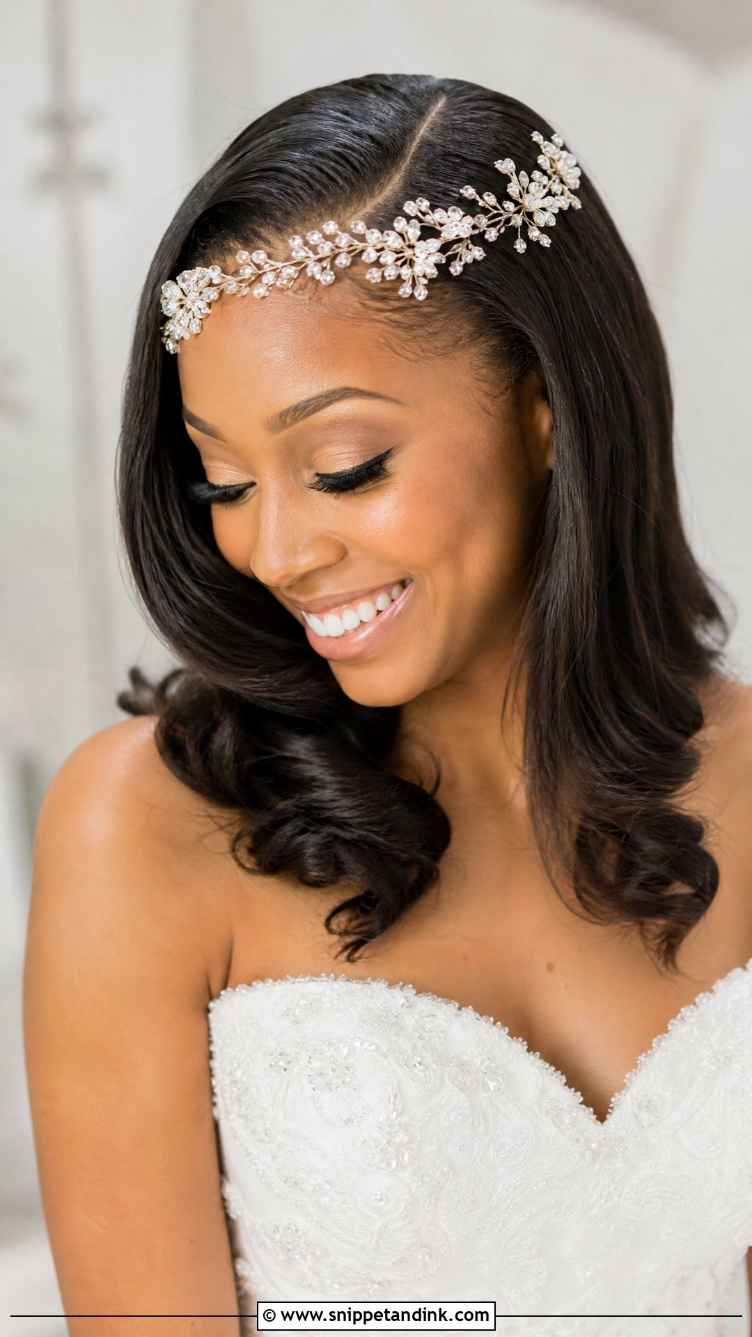 Silk Press With Curled Ends - Snippet and Ink - 30 Black Bridal Hairstyles