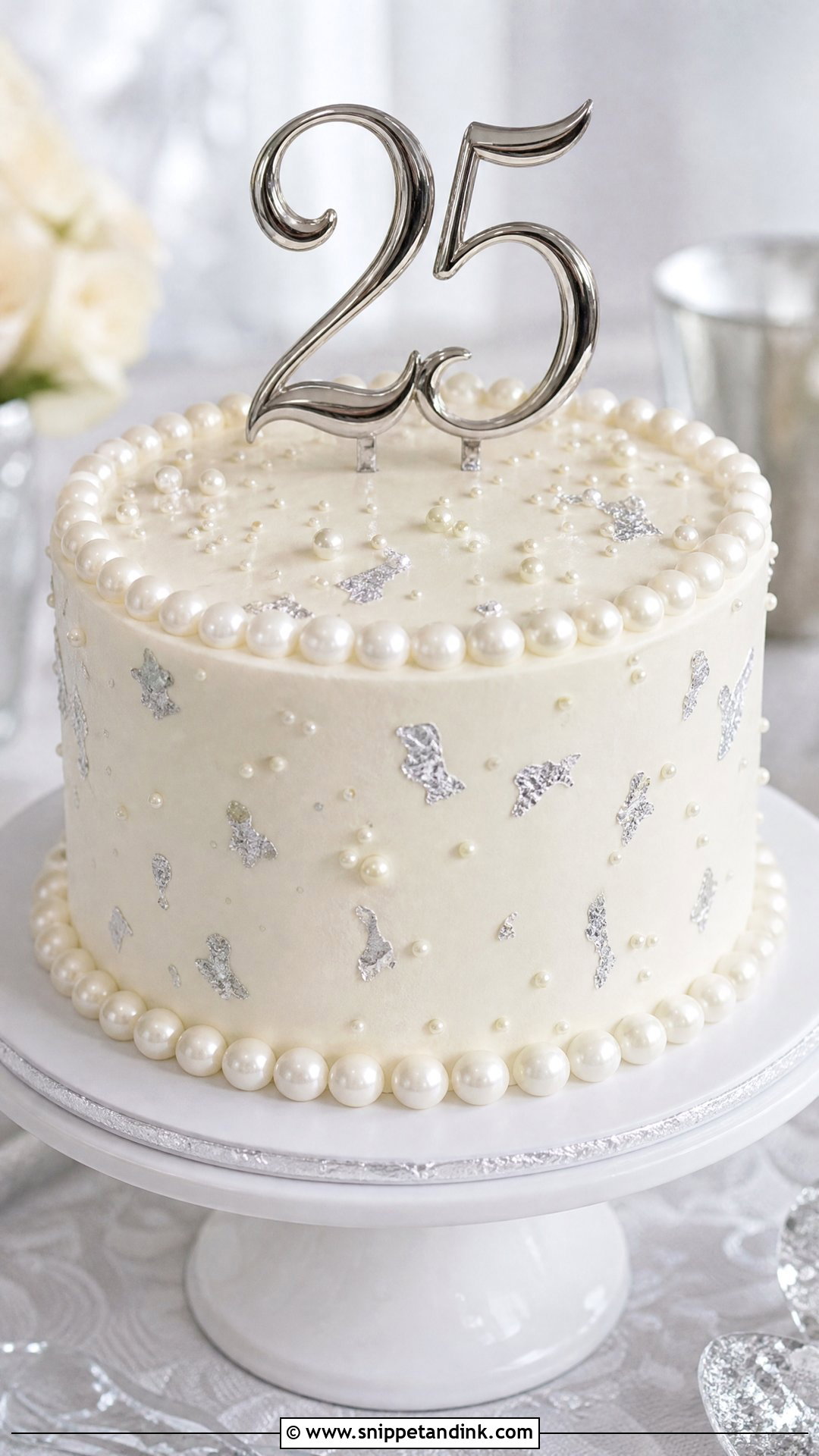Silver 25th Anniversary Cake - Snippet and Ink - 25 25th Anniversary Cake Ideas