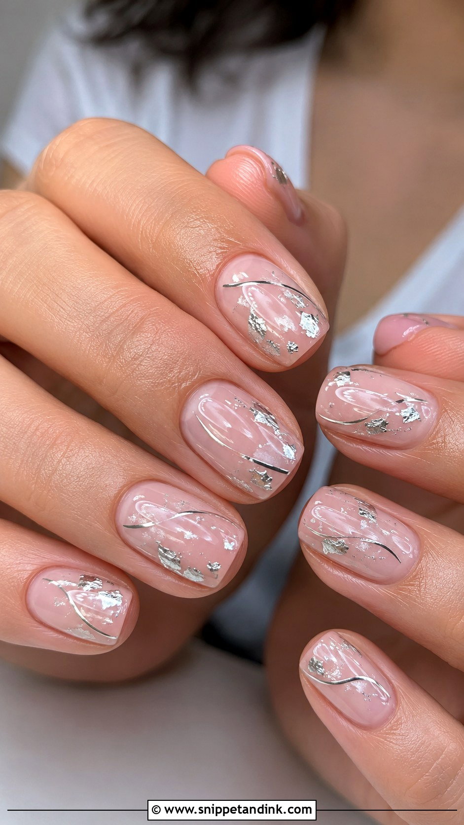 Silver Accent Acrylic Wedding Guest Nails - Snippet and Ink - 20 Acrylic Wedding Guest Nails