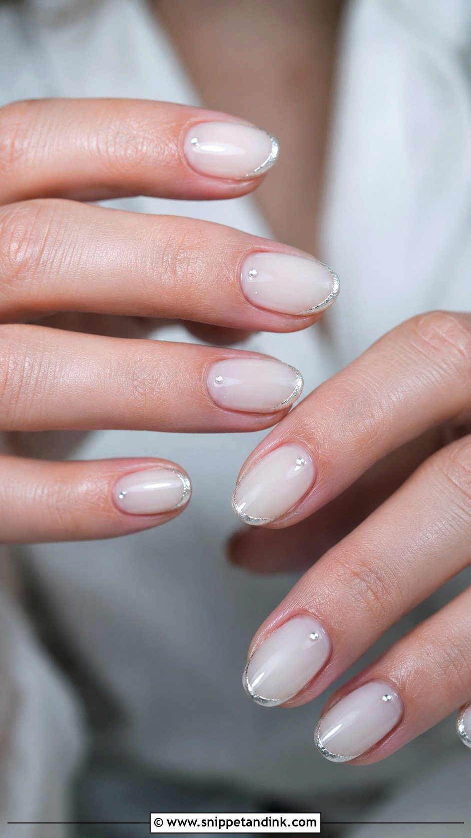 Silver Accent BIAB Wedding Nails - Snippet and Ink - 20 Wedding Nails BIAB