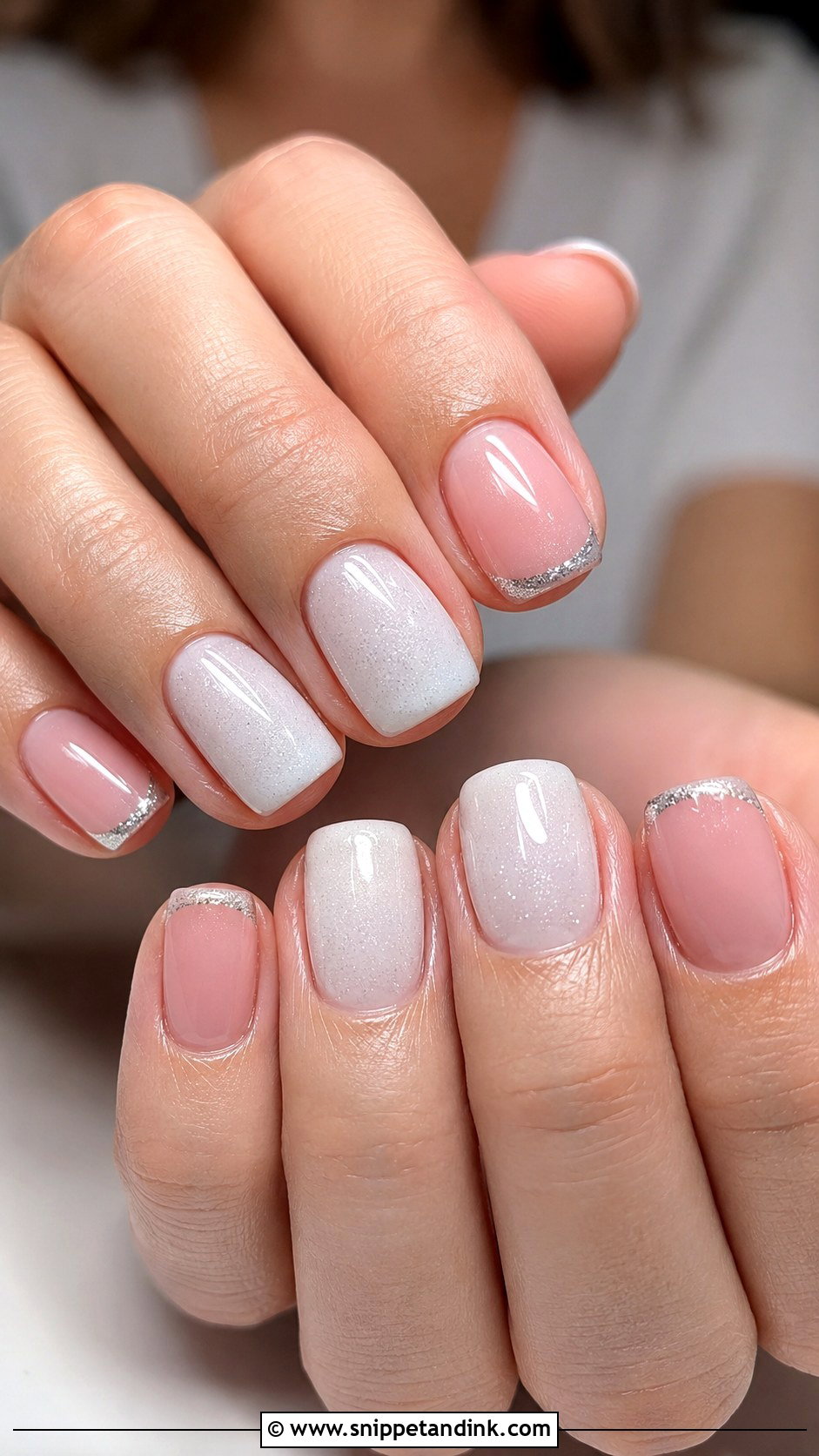 Silver Accent Bridal Dip Nails - Snippet and Ink - 20 Bridal Dip Nails