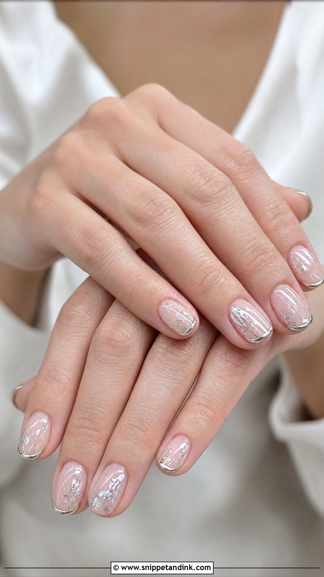 Silver Accent Bridal Gel Nails - Snippet and Ink - 25 Bridal Gel Nails