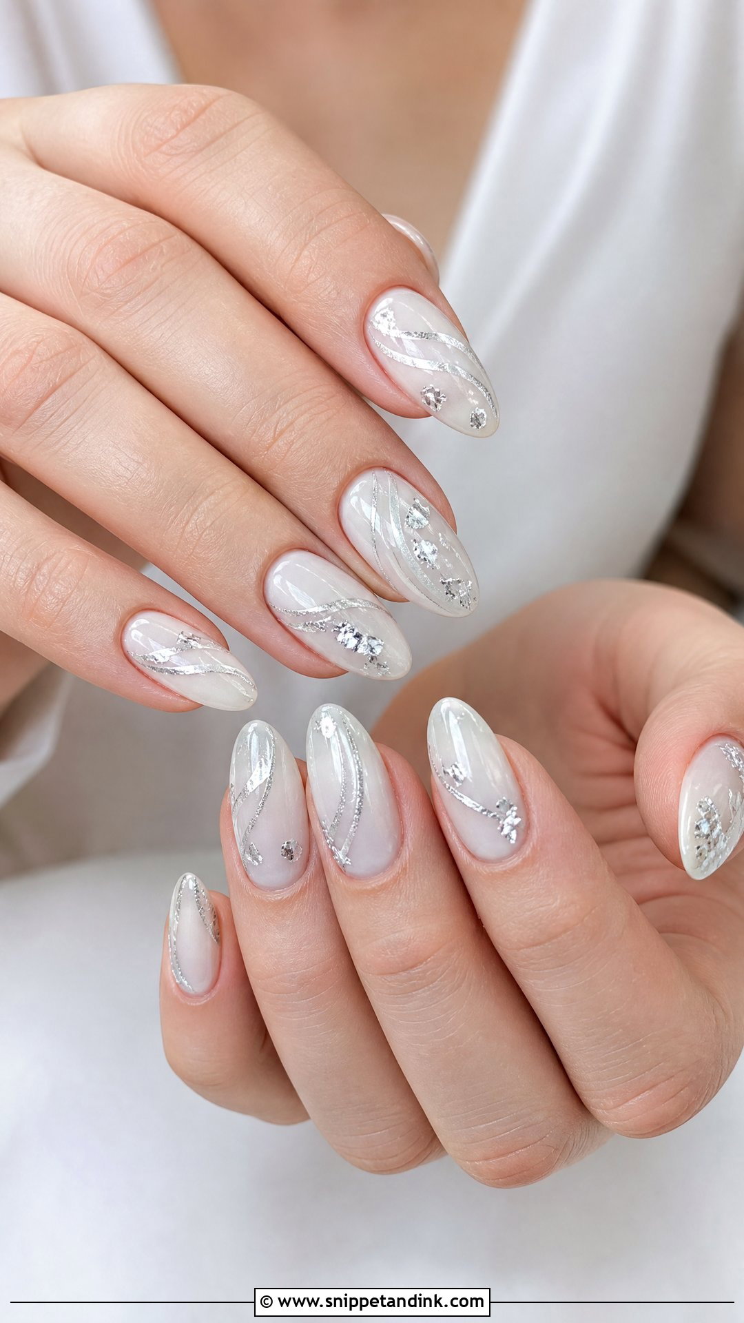 Silver Accent Bridal Nails - Snippet and Ink - 25 Bridal Nail Ideas Brides