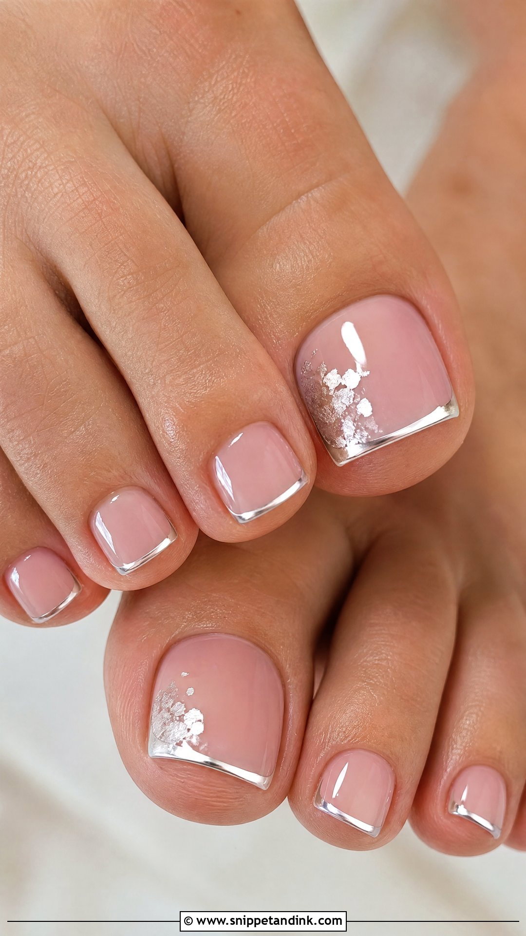 Silver Accent Bridal Toe Nails - Snippet and Ink - 25 Bridal Toe Nails