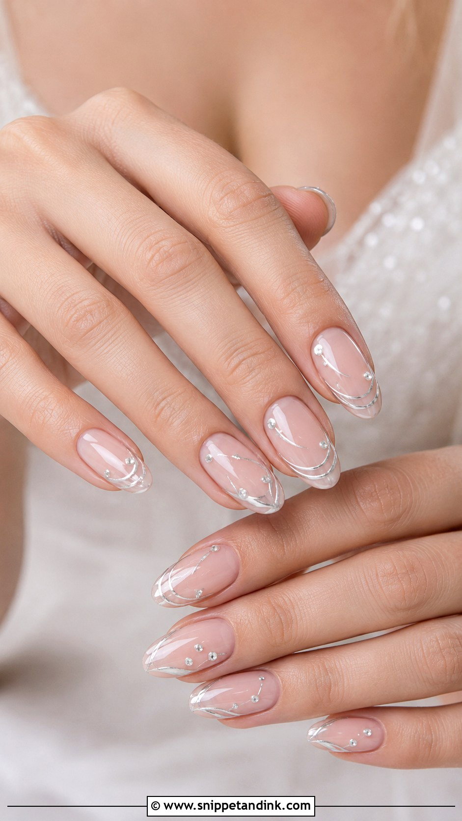 Silver Accent Bride Nails - Snippet and Ink - 20 Bride Nail Art Ideas Wedding Day