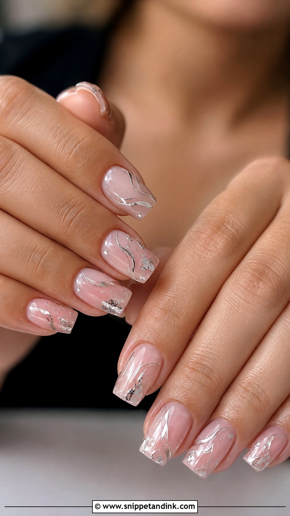 Silver Accent Gel X Wedding Nails - Snippet and Ink - 20 Gel X Wedding Nails