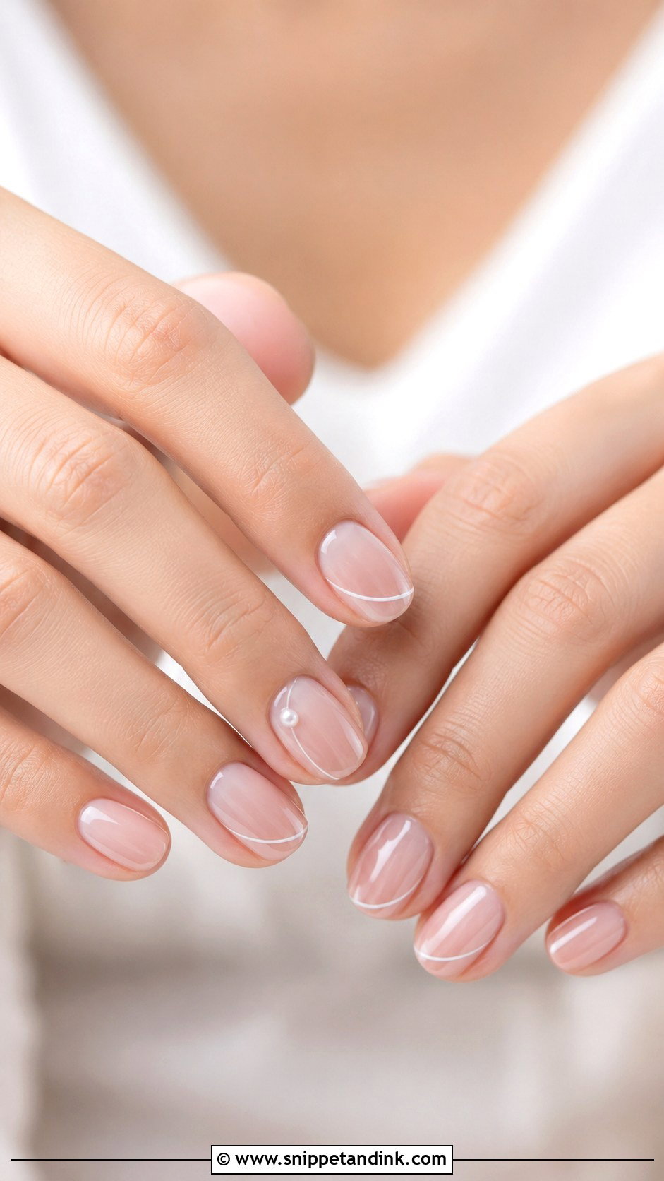 Silver Accent Oval Wedding Nails - Snippet and Ink - 20 Oval Wedding Nails