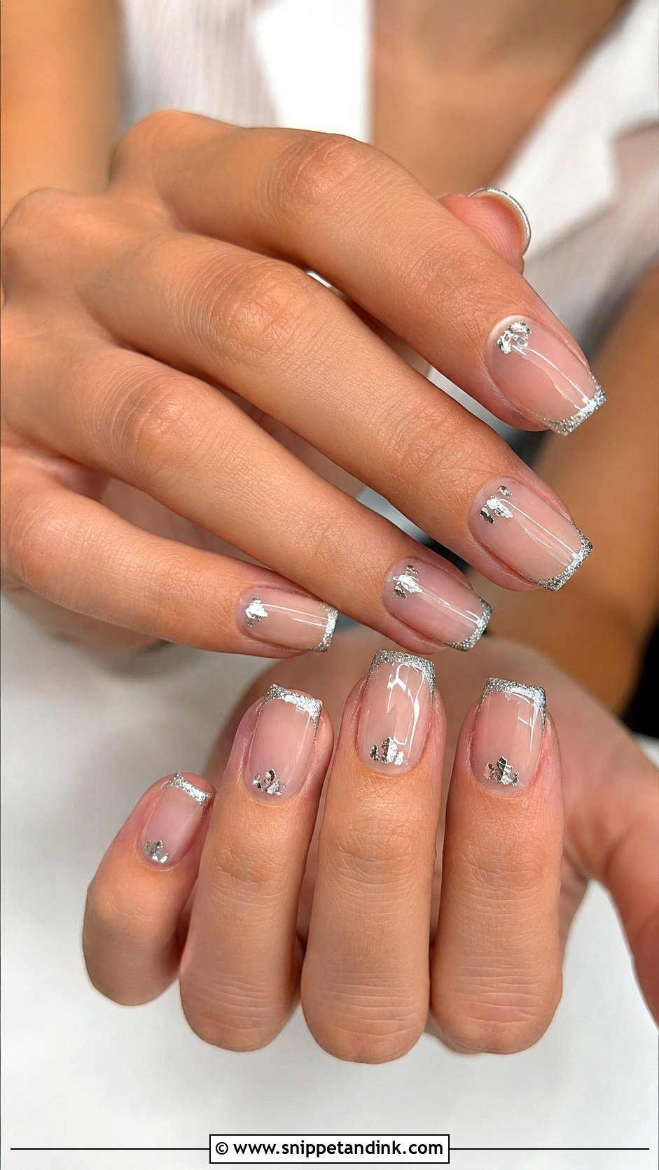 Silver Accent Square Wedding Guest Nails - Snippet and Ink - 20 Square Wedding Guest Nails