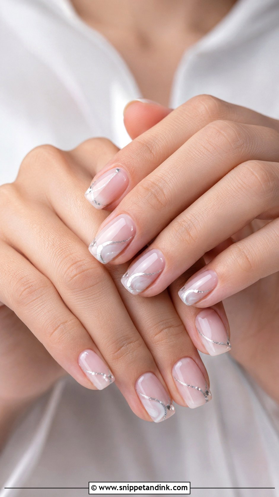 Silver Accent Squoval Wedding Nails - Snippet and Ink - 20 Squoval Wedding Nails