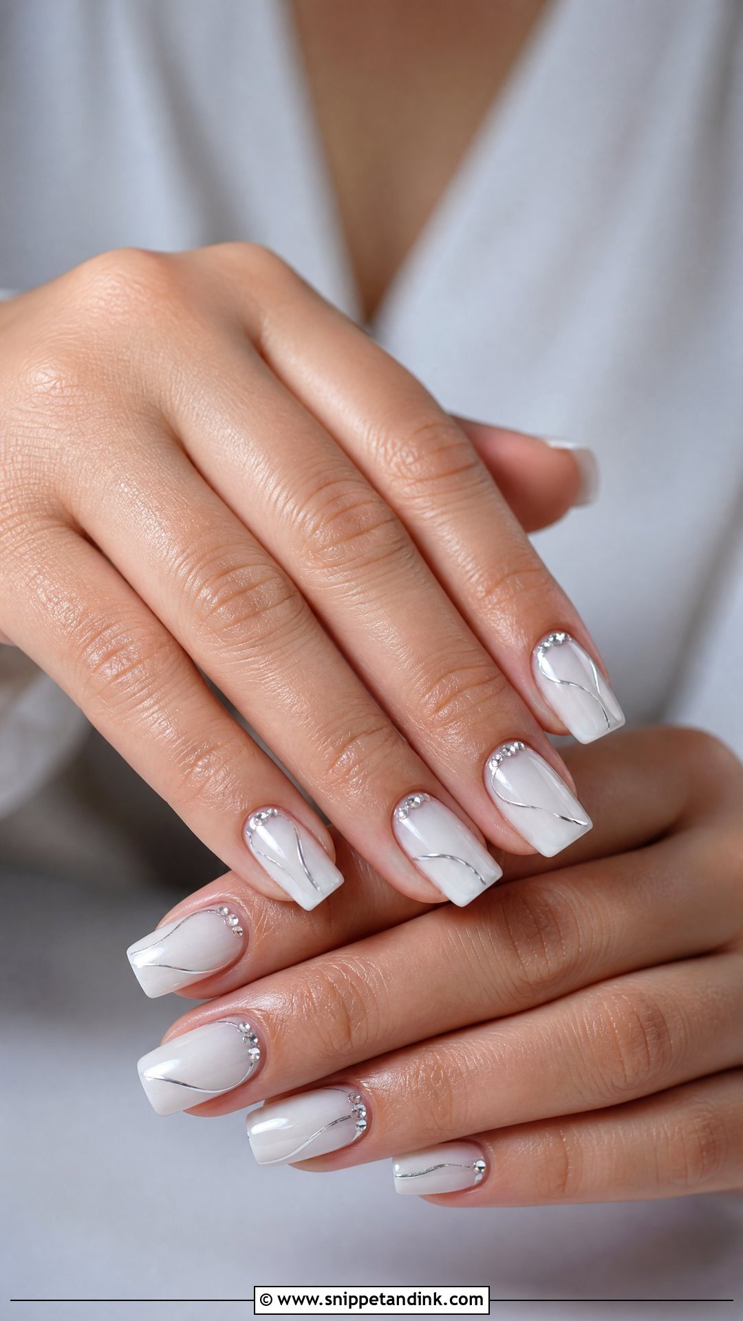 Silver Accent Wedding Gel Nails - Snippet and Ink - 25 Wedding Gel Nails
