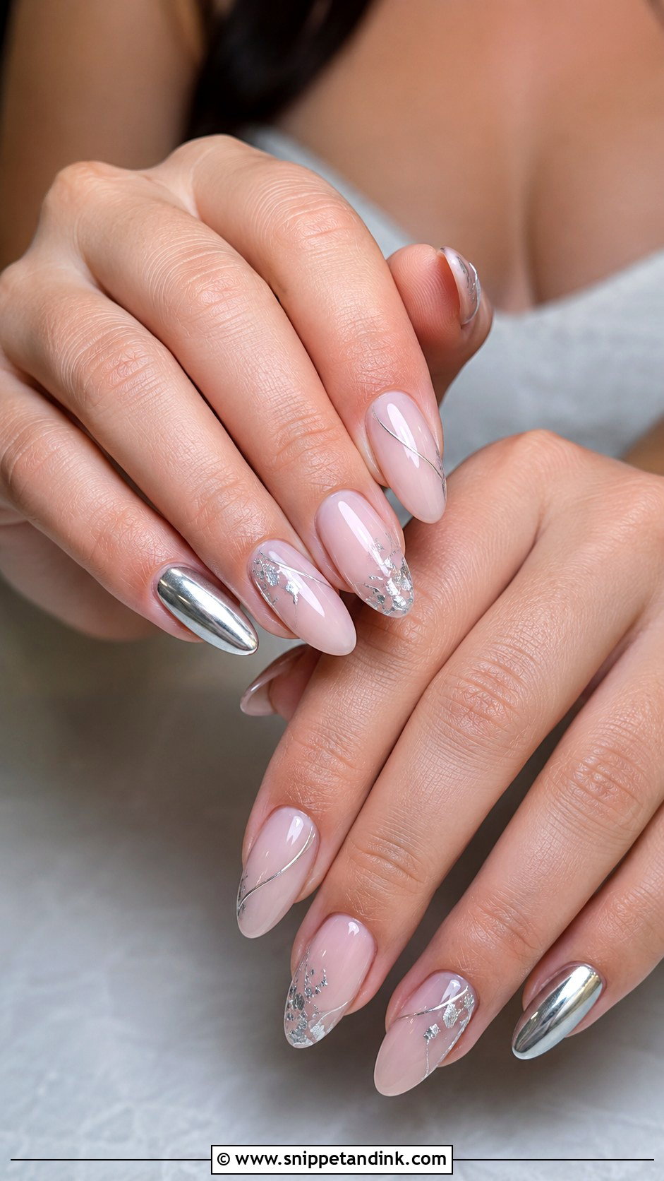 Silver Accent Wedding Gel Nails - Snippet and Ink - 20 Wedding Gel Nails Brides