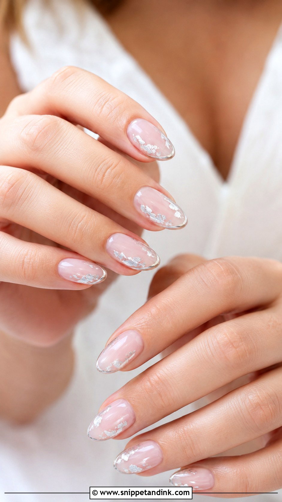 Silver Accent Wedding Nails - Snippet and Ink - 20 Easy Wedding Nails