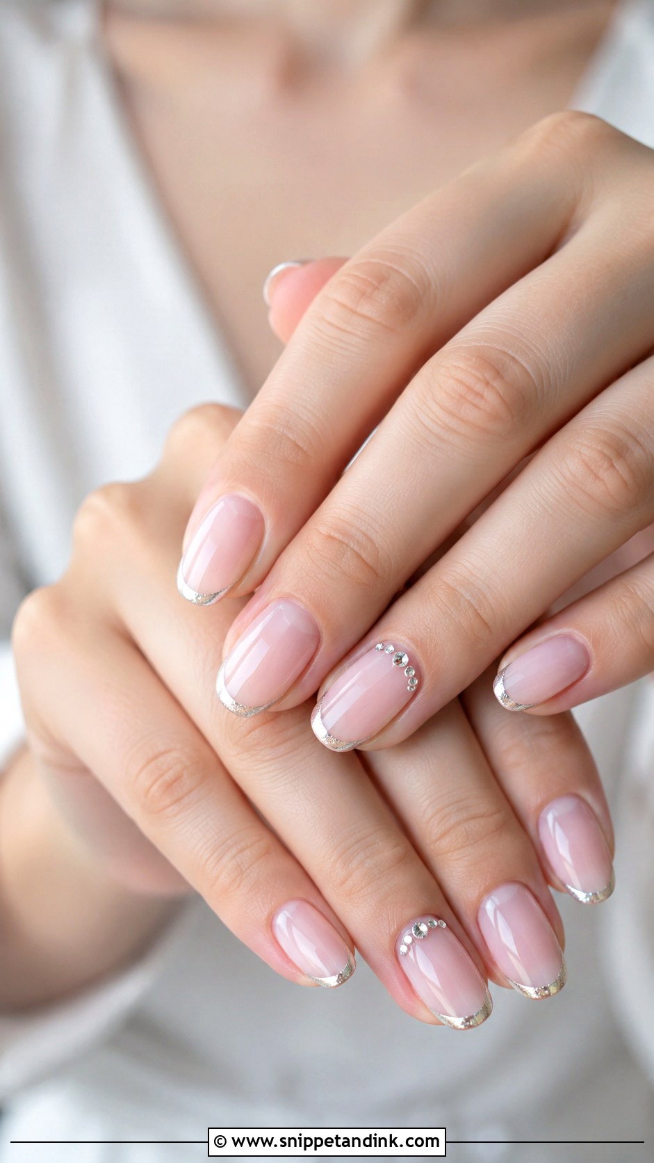 Silver Accent Wedding Nails - Snippet and Ink - 30 Wedding Nail Inspo for Bride Ideas